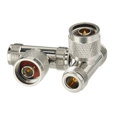 2pcs N Male to Female to Female Tee Type Connector Adapter for WiFi Yagi Antenna