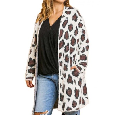 Umgee Womens Fuzzy Animal/Leopard Print 