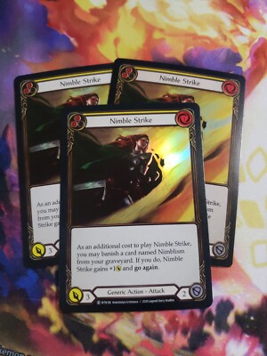 3x Nimble Strike Yellow Rainbow Foil Playset Welcome to Rathe Flesh and Blood
