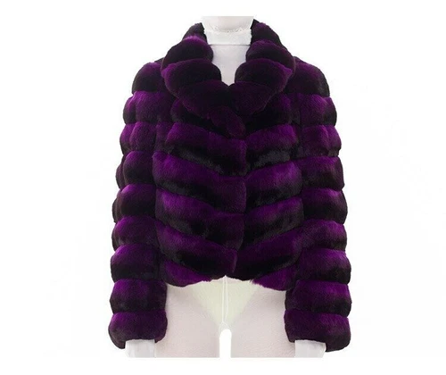 2025 Nuevo Mujer Elegante Real Rex Piel de Conejo Abrigos Largos Chinchilla Solapa - Imagen 11 de 18