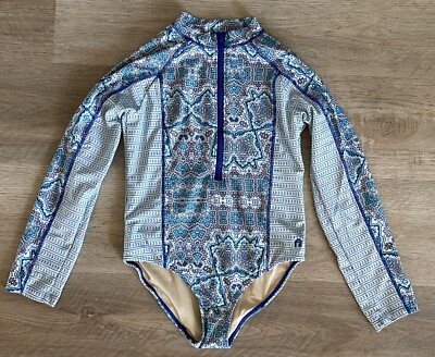 Cabana Life Girls Size 10 Long Sleeve Swimsuit Swim One Piece Unisuit Aqua  Pink