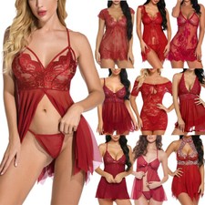 Women's Sexy-Lingerie Sleepwear Lace Underwear Nightwear G-string Babydoll Dress