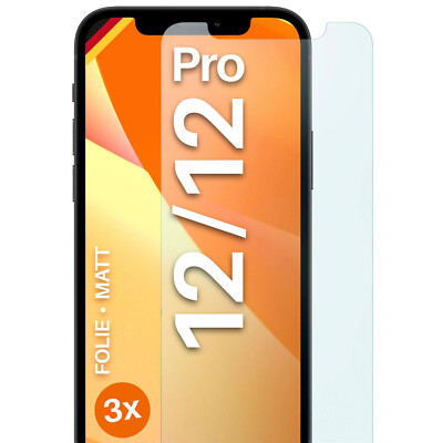 3x Schutzfolie Matt für Apple iPhone 12 / 12 Pro Displayschutz Dünn Anti Reflex