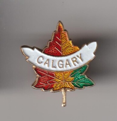 Calgary Alberta Canada Maple Leaf Metal Pin Pinback -Very Good-Free Shipping