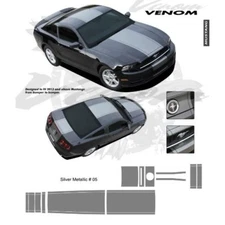 Ford Mustang 2013 up Center Stripes Graphic Kit - Metallic Silver