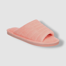 Alfani Women's Pink Velour Stuffed Striped Slide Slippers Shoes Size 9-10