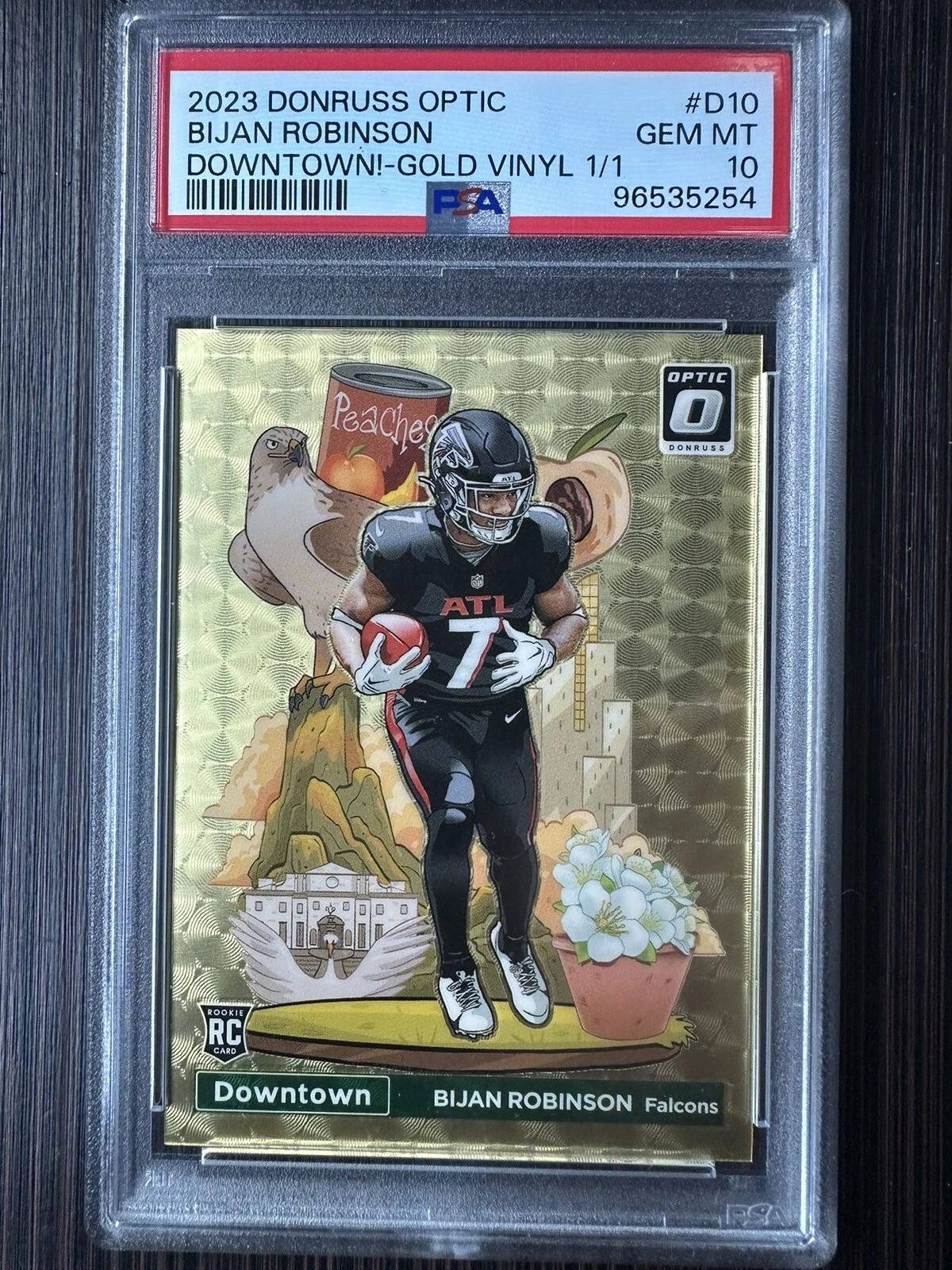 Bijan Robinson Panini Donruss Optic Downtown! #D10 Gold Vinyl 1/1