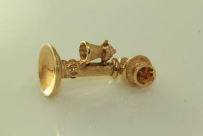 VINTAGE 14K GOLD 3D OLD FASHION TELEFON BETTELARMBAND ANHÄNGER Telefon