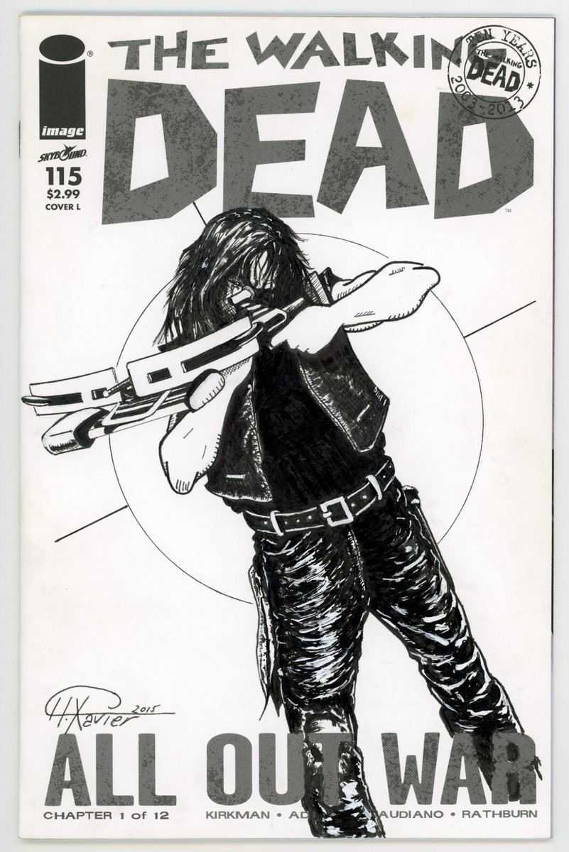 THE WALKING #115 BLANK VARIANT COVER DARYL DIXON CUSTOM ART SKETCH