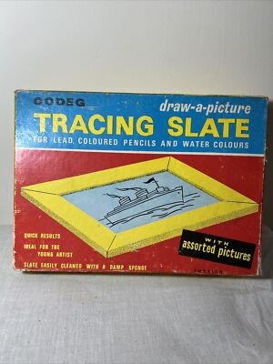 Vintage Codeg Tracing Slate Draw-a-Picture 50er Jahre Spielzeug