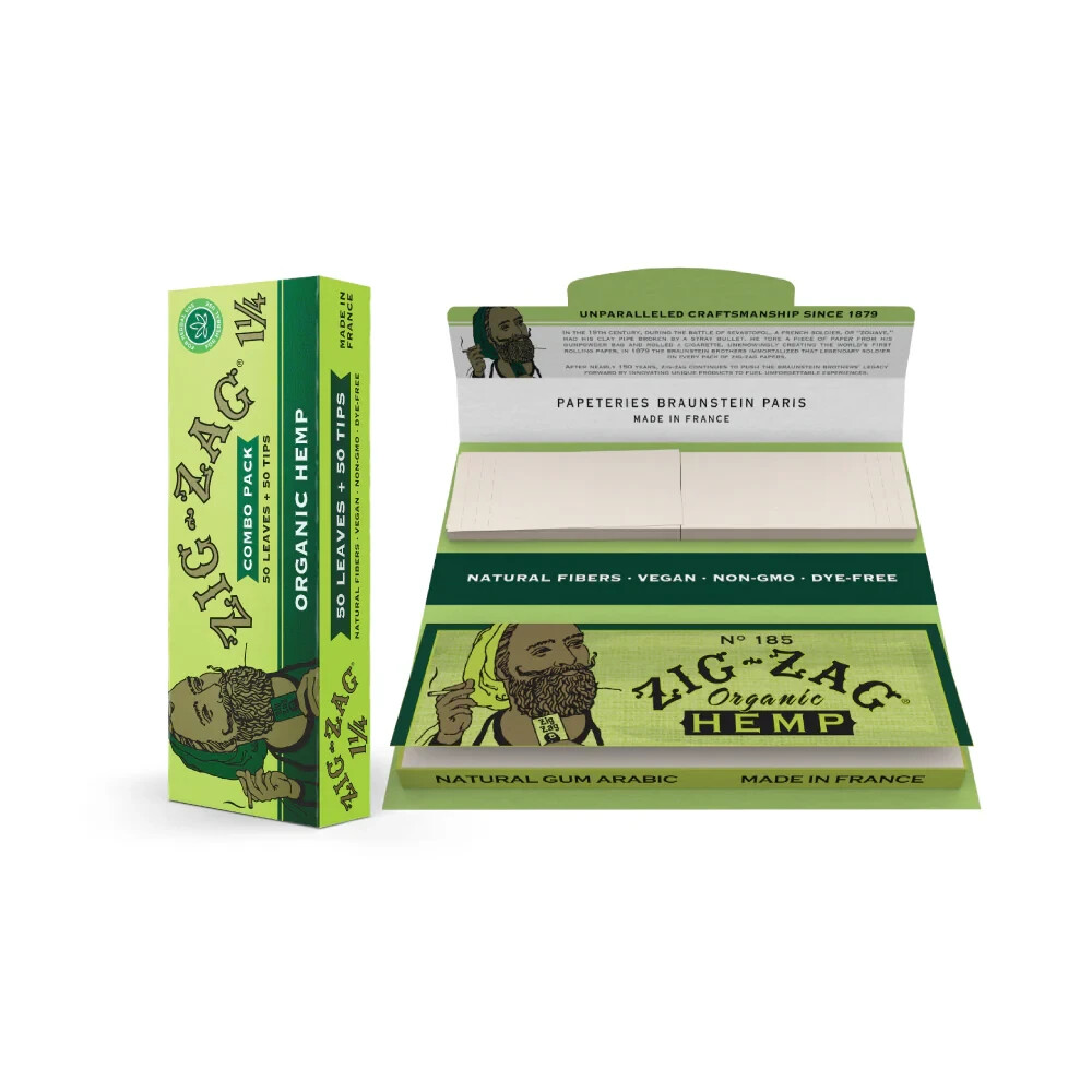 ZIG-ZAG Rolling Papers 1¼ Hemp Papers Combo Pack (24-Pack) (50 Sheets & Tips)
