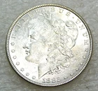 1882 P Morgan Silver Dollar BU Frosty White Luster in saflip #R338