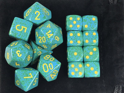 Chessex Dice Speckled Primula complete polyhedral set and pip dice - rpg oop