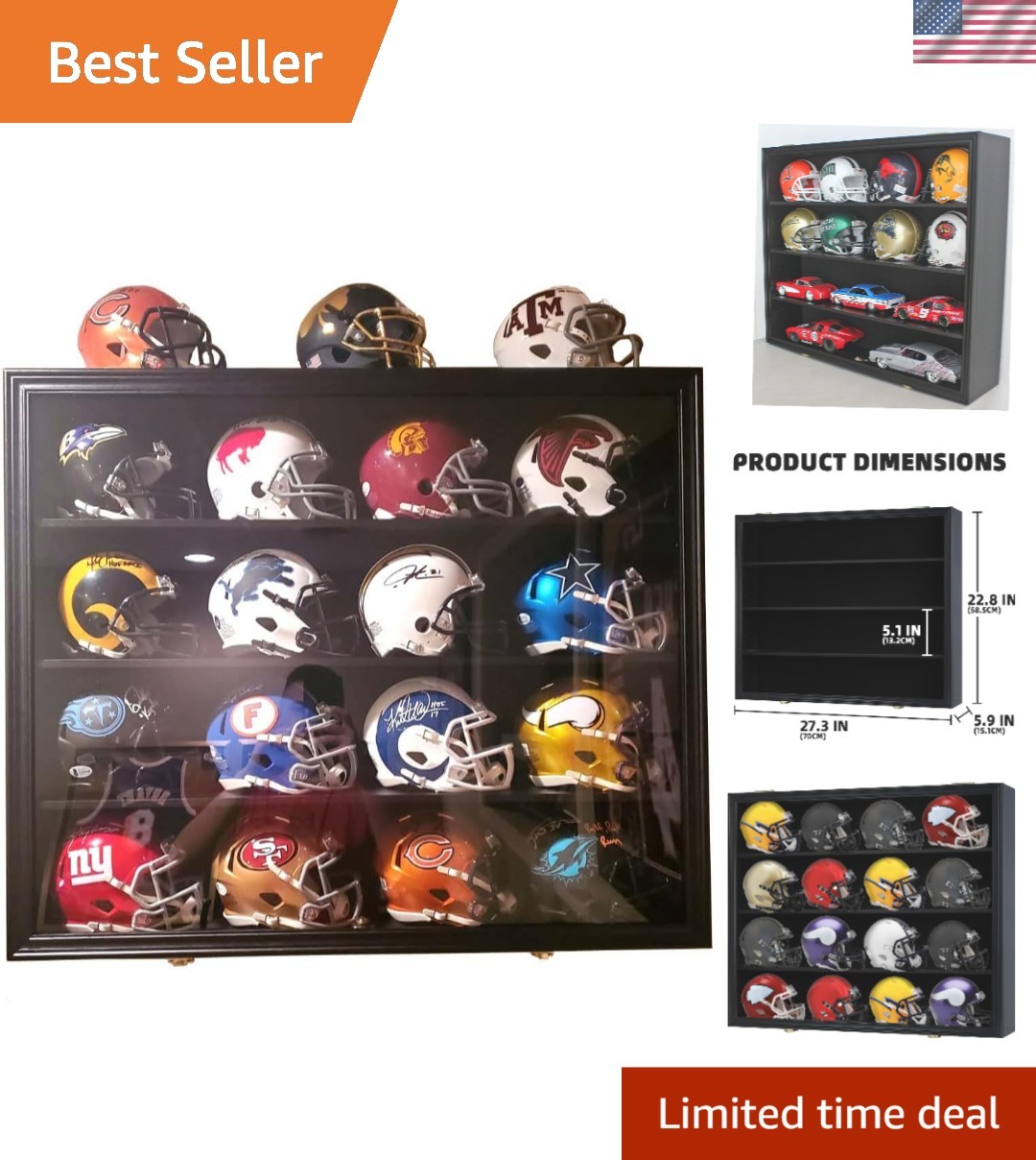 Display Case With Uv-protected Door For Sports Collectibles