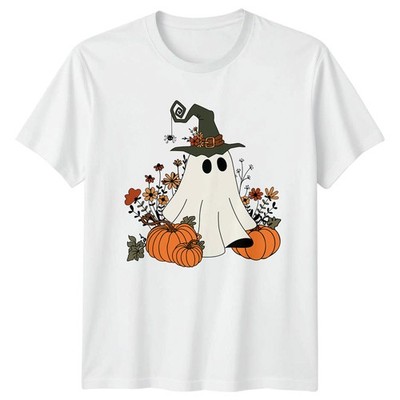 Blumen Geist Kürbis Hexe Damen T-Shirt Halloween Geschenk für Sie