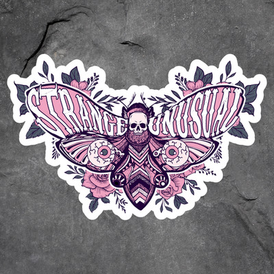 Strange and unusual sticker vinyl decal gothic moth skull spooky aesthetic