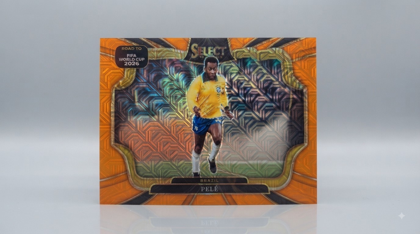 2026 Panini Select Prizm World Cup Field Level Pele Orange Mojo /825 Brazil