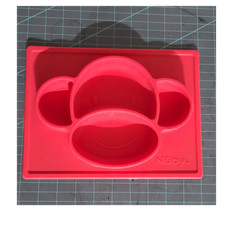 N by Silicone Monkey Section Plate Red Dishwasher Microwave Safe