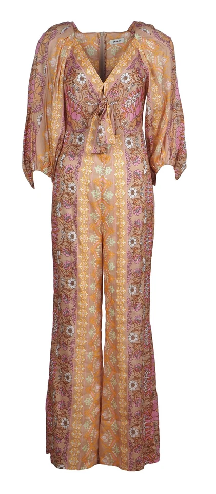 Sandro Women's Multicolor V-Neck Printed Jumpsuit Size 36 FR 8 UK 4US SFPCO00235 - Photo 3/4