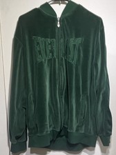 Vintage Boxing Everlast Men's 2XL Green Velour Full-Zip Track Jacket w/ Pockets