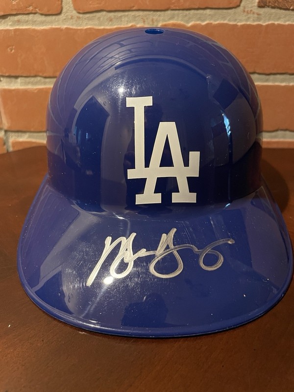 Michael Young Signed Dodgers Full-Size Batting Helmet (Playball Ink)