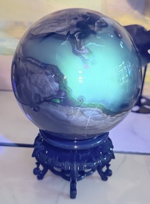 Volcano, agate Black&Gray Polish Crystal Mineral Sphere Ball huge V heavy.25LB 