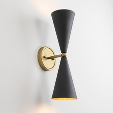 Set of 2 Modern Black Gold Wall Sconce Vintage Double Heads Up and Down