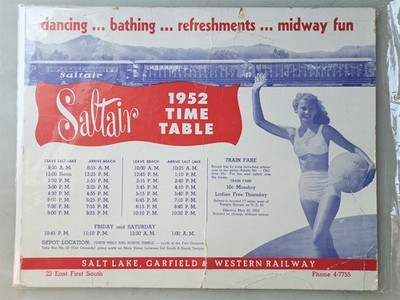 1952 Zeittafel & Poster für Saltair - Salt Lake, Garfield & Western Railway