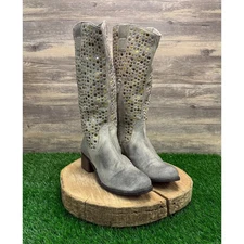 Diba True Women - Size 8.5 - Gray Studded Tall Suede Boots Style What To Do
