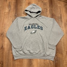 Vintage Philadelphia Eagles Hoodie Sweatshirt Mens 2XL NFL Gray Pullover Y2K