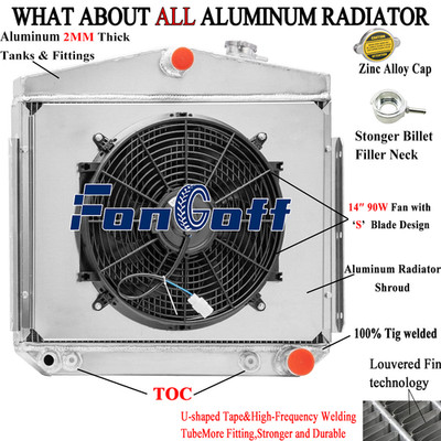 3 Row Radiator Shroud Fan For 1955 1956 1957 Chevy Bel Air Nomad 4.3L 4.6L V8