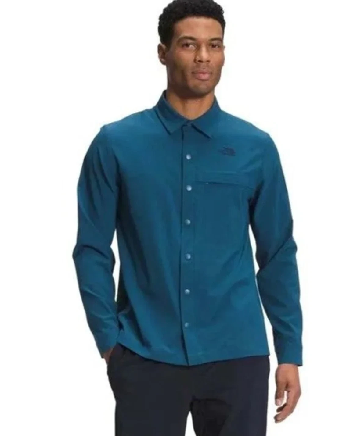 The North Face Mens Moroccan Blue Button Down Shirt Casual Hiking size L