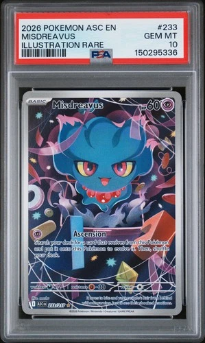 2026 POKEMON ASC EN-ASCENDED HEROES ILLUSTRATION RARE #233 MISDREAVUS PSA 10