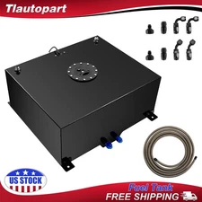 20 Gallon Black Aluminum Fuel Cell Gas Tank+Cap+Level Sender+Steel Fuel Line Kit