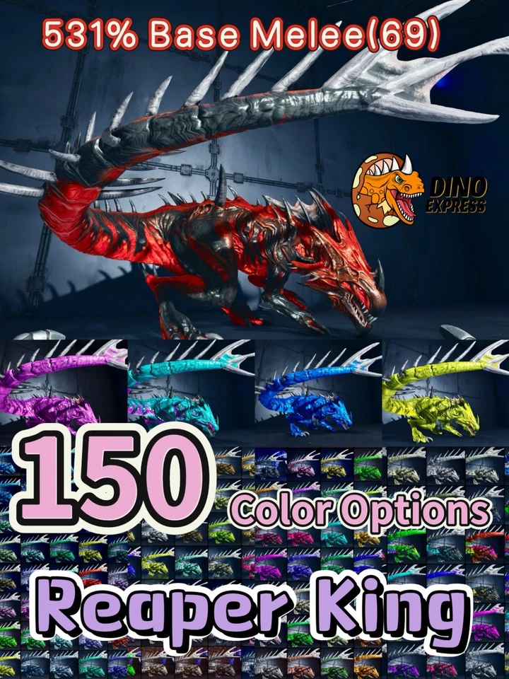 150 Color Reaper King 531%Base Melee ARK🦖Survival Ascended ASA PVE (PC/Xbox/PS）
