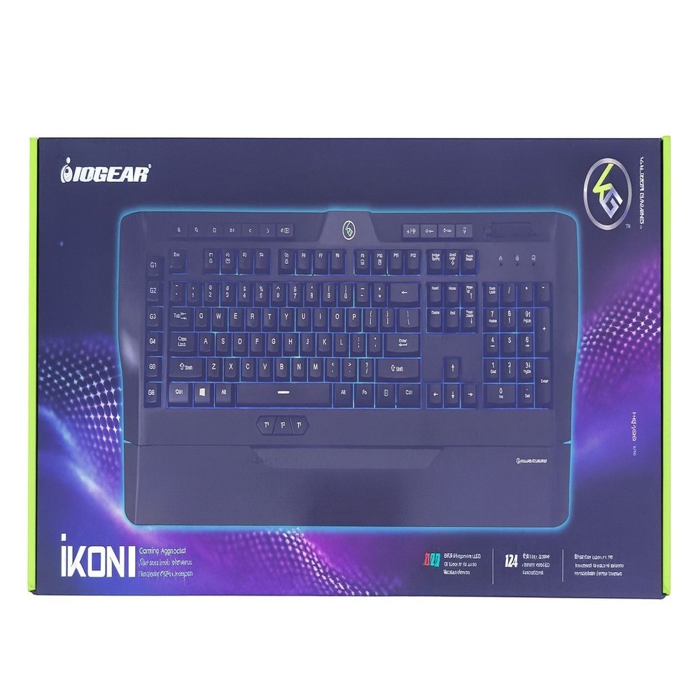IOGEAR KALIBER GAMING IKON II GAMING KEYBOARD, MACRO KEYS & DEDICATED MEDIA CONT