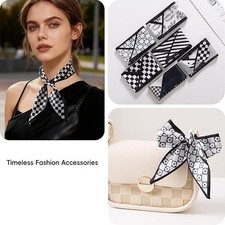 6 PCS Bag Handbag Handle Ribbon Hair Head Band Neck Scarf Skinny Scarves