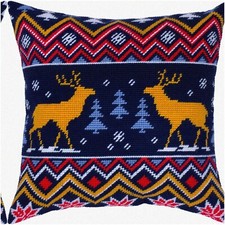 Majestic Moose Winter Cross-Stitch Kit: Beginner-Friendly, Clear Design on Cotto