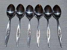 6 Avon Rose 6" Inch Teaspoons Stainless Silverware Flatware HF Hanford Forge 
