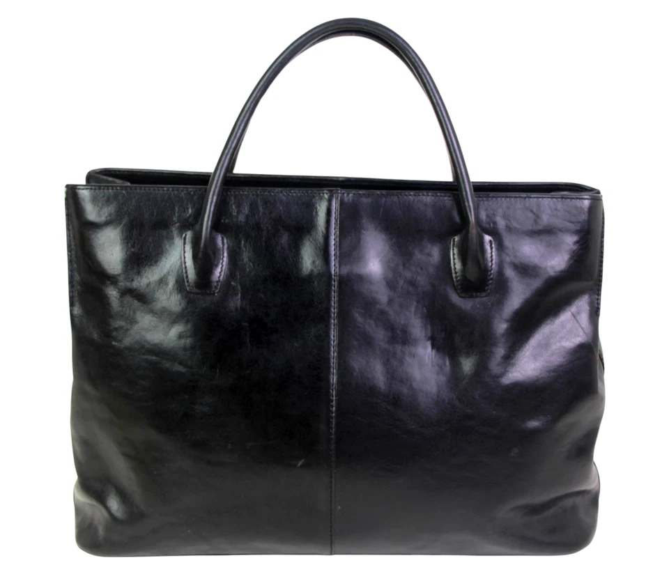 BOLSO DE MANO MONSAC LISO NEGRO CUERO REAL CLÁSICO BUSINESS SATCHEL MONEDERO Foto 4 de 4
