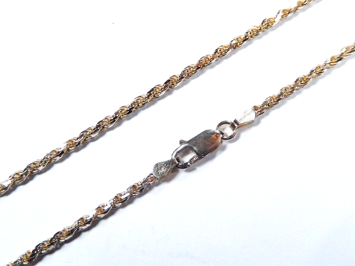 Gold Vermeil Rope Chain Necklace 925 Italy SPI 20