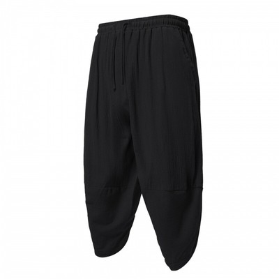 Sommer Shorts Baumwolle Leinen Haremshose für Sport klassisch einfarbig Herren