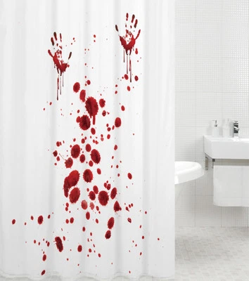 DUSCHVORHANG ANTI SCHIMMEL TEXTIL WC WANNENVORHANG BADEWANNENVORHANG BLOOD HANDS - Bild 1 von 4