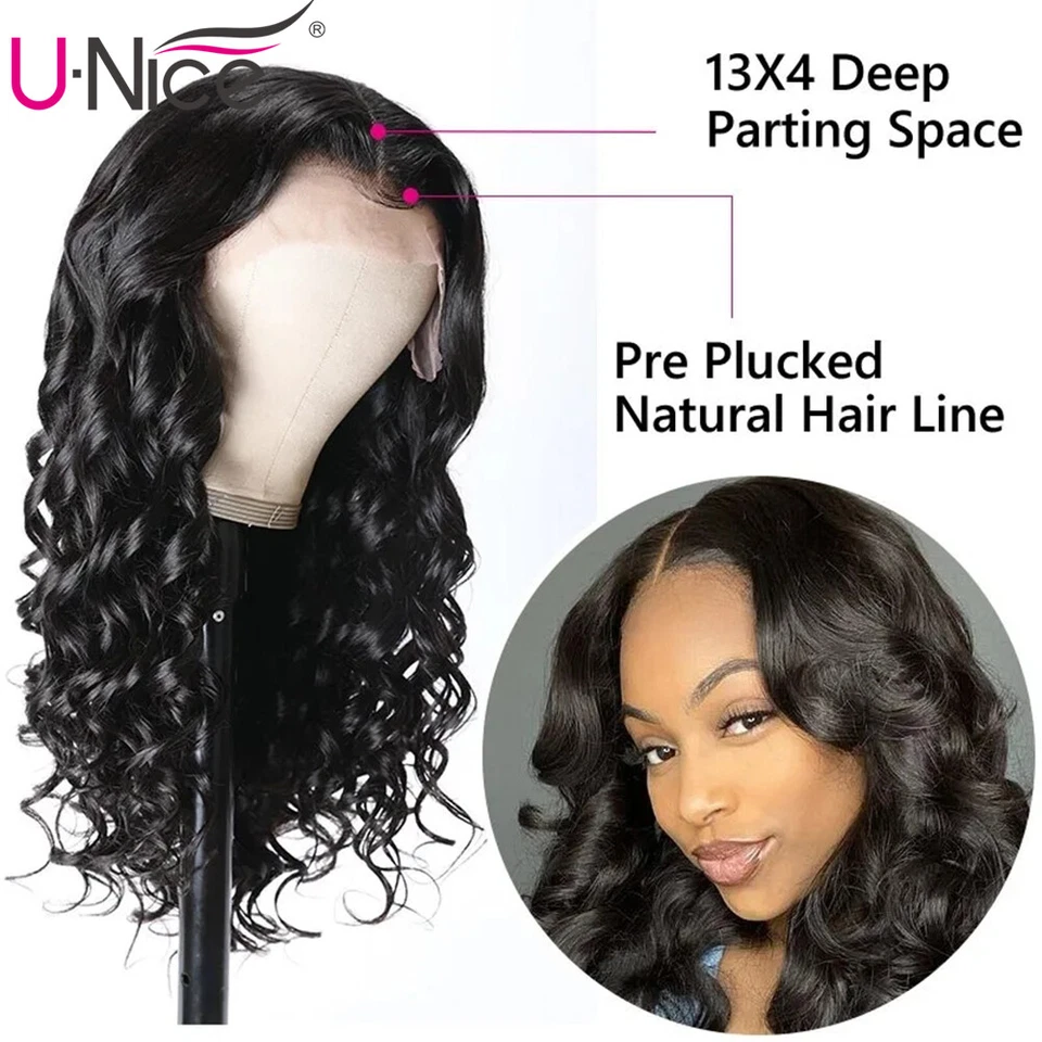 Peluca frontal de encaje onda suelta 13x4 cabello humano pelucas de cabello camboyano para mujeres negras EE. UU. Foto 3 de 4