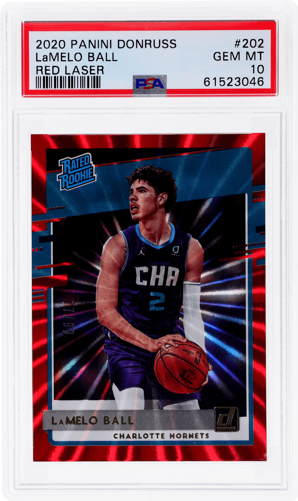 2020 Panini Donruss Lamelo Ball Rated Rookie Red Laser #202 /99 PSA 10 RC