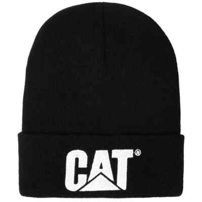 CAT Caterpillar Beanie Winter Hat - Black w/ White Lettering