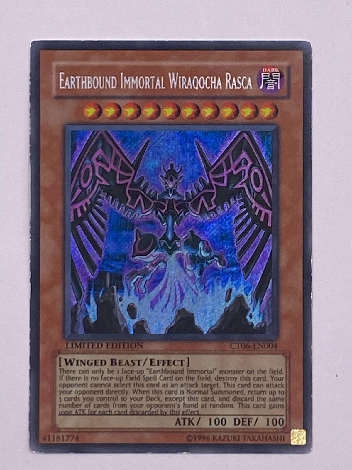 Earthbound Immortal Wiraqocha Rasca CT06-EN004 Secret Rare Lught Play - Yugioh