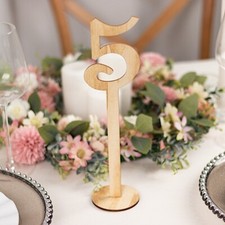20 Natural 11 in Wood 1-20 TABLE NUMBERS Set on Sticks Round Base Party Events