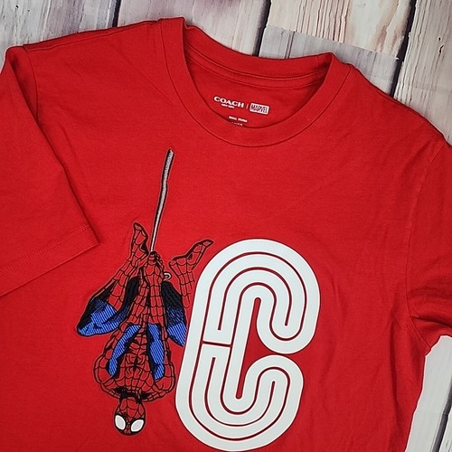 Coach X Marvel Embroidered Spiderman Size Small Signature Puff Paint Logo TShirt