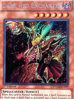 dark enchanter yugioh card Yu-Gi-Oh! Trading Game Yu-Gi-Oh Secret Rare: RED - PTDN-EN097 Once per turn Dark Red Enchanter (character) -